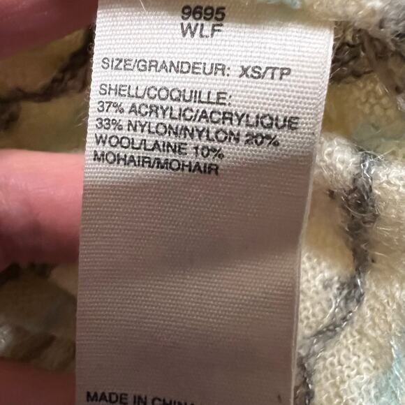 Woolrich Sweater Womens XS Mohair Wool Blend Fair Isle Owl Crew Neck - Picture 6 of 8